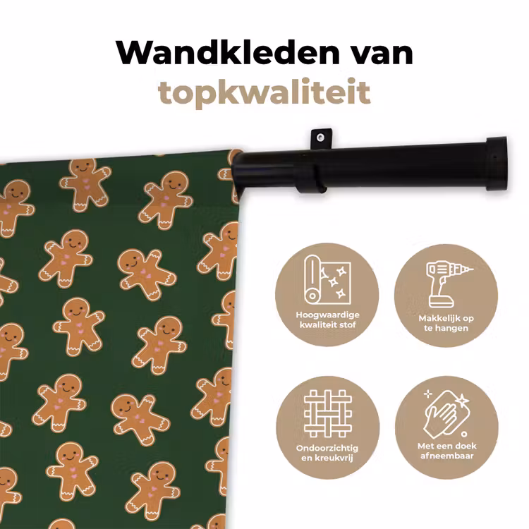Wandkleed - Peperkoek - Kerst - Groen - Bruin — 3