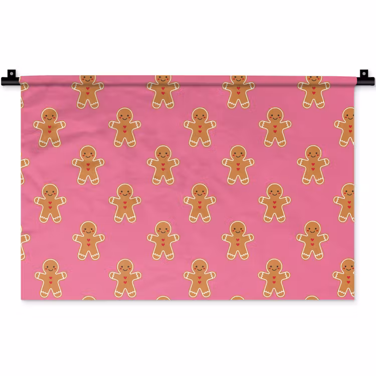 Wandkleed - Peperkoek - Kerst - Roze - Bruin — 1
