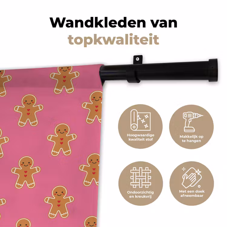 Wandkleed - Peperkoek - Kerst - Roze - Bruin — 3