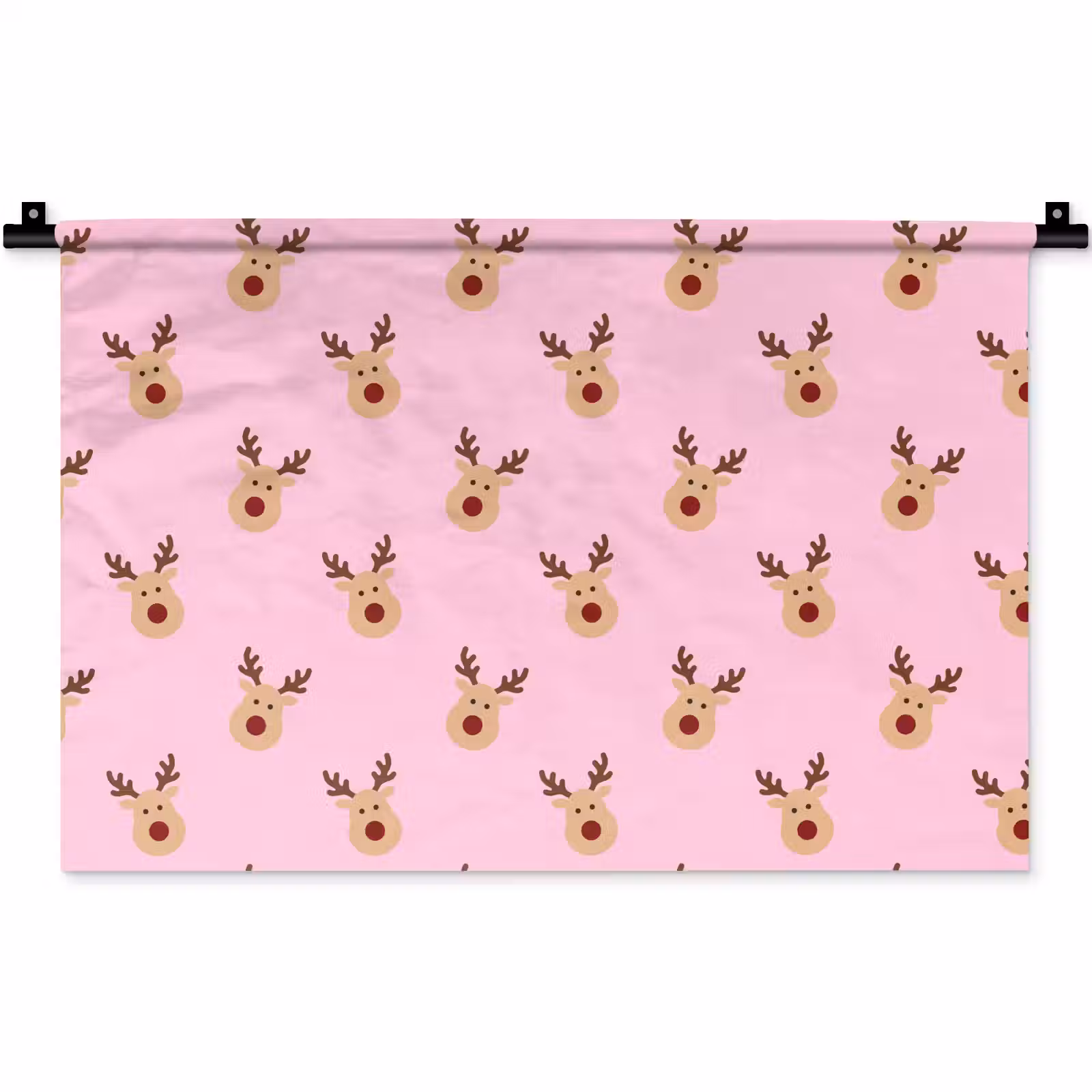 Wandkleed - Rendieren - Kerst - Roze — 1