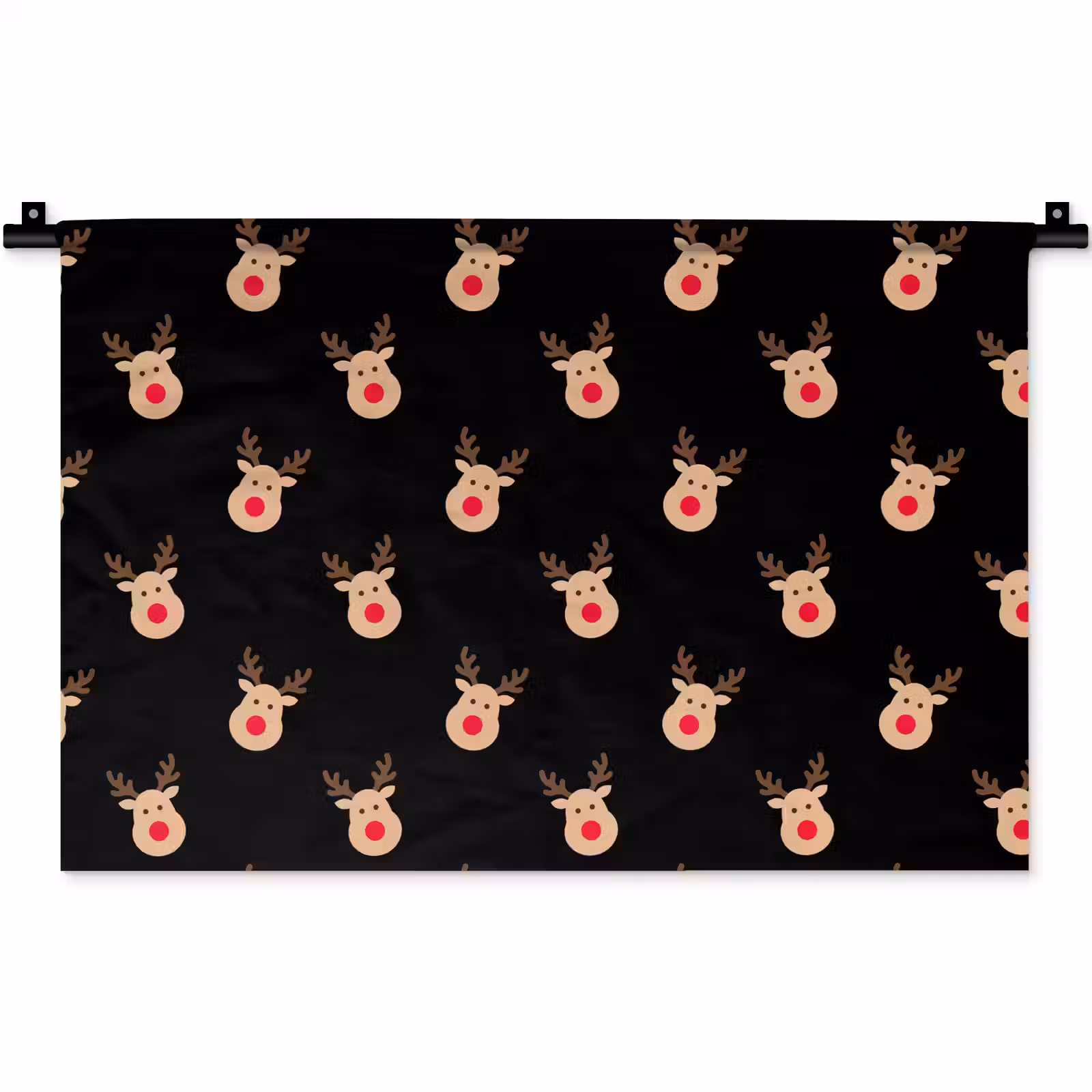 Wandkleed - Rendieren - Kerst - Zwart — 1
