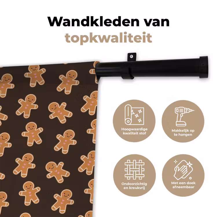 Wandkleed - Bruin - Peperkoek - Kerst — 3