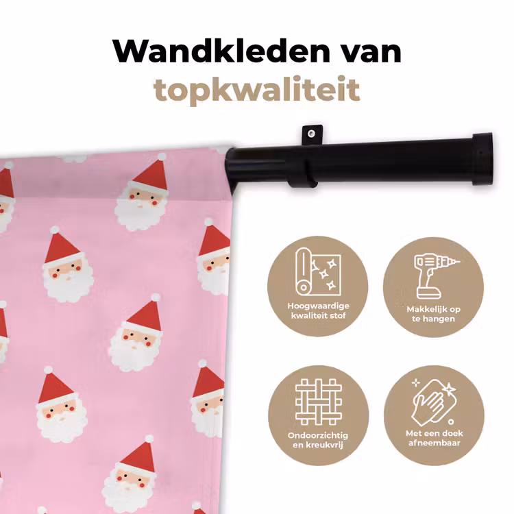 Wandkleed - Kerstman - Kerst - Roze — 3