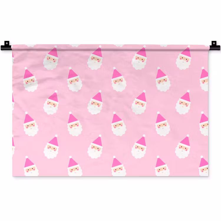 Wandkleed - Kerstman - Kerst - Roze - Pastel — 1