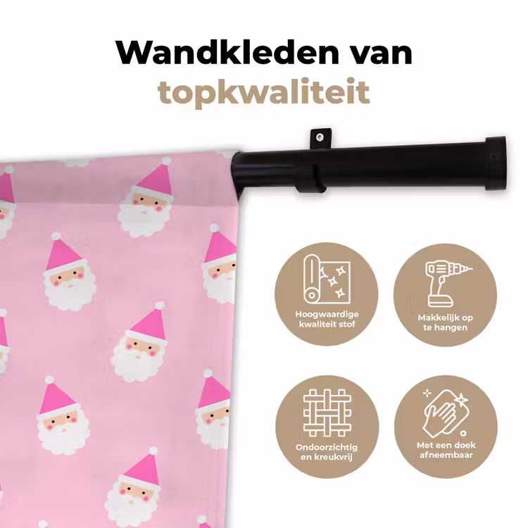 Wandkleed - Kerstman - Kerst - Roze - Pastel — 3
