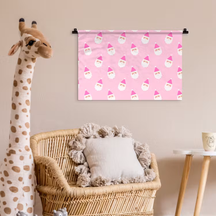 Wandkleed - Kerstman - Kerst - Roze - Pastel — 5