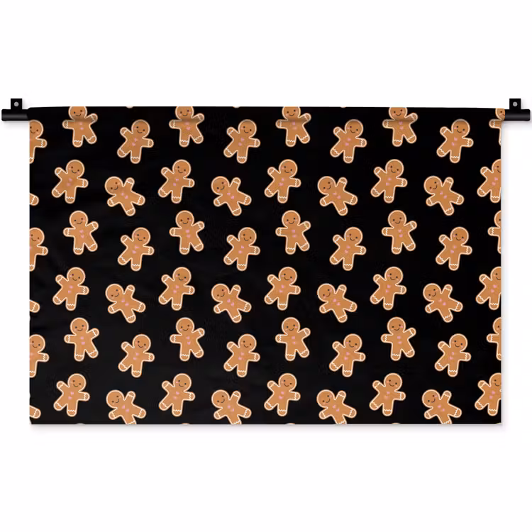 Wandkleed - Peperkoek - Kerst - Zwart - Bruin — 1