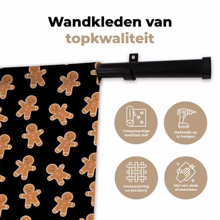 Wandkleed - Peperkoek - Kerst - Zwart - Bruin — 3