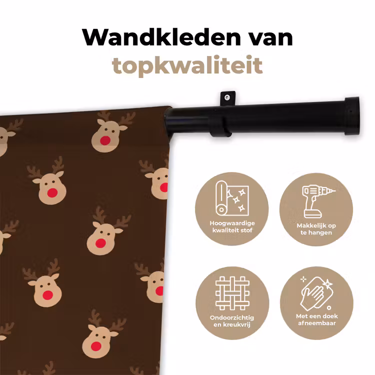 Wandkleed - Rendieren - Kerst - Bruin — 3