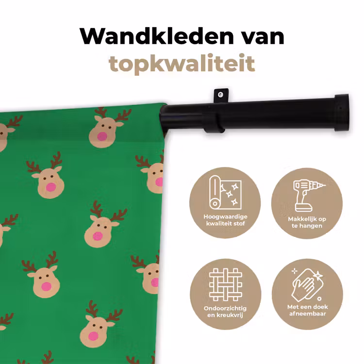 Wandkleed - Rendieren - Kerst - Neon - Groen — 3