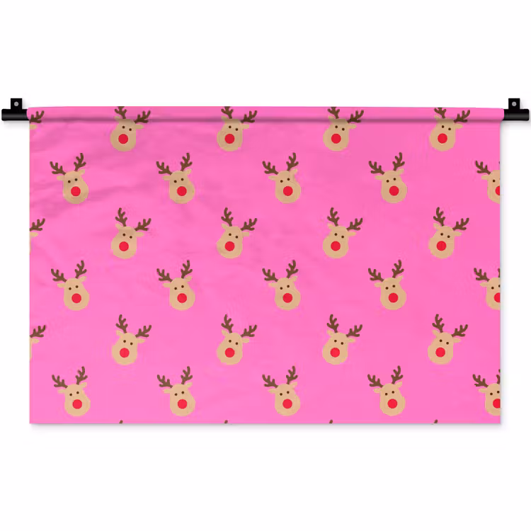 Wandkleed - Rendieren - Kerst - Neon - Roze — 1