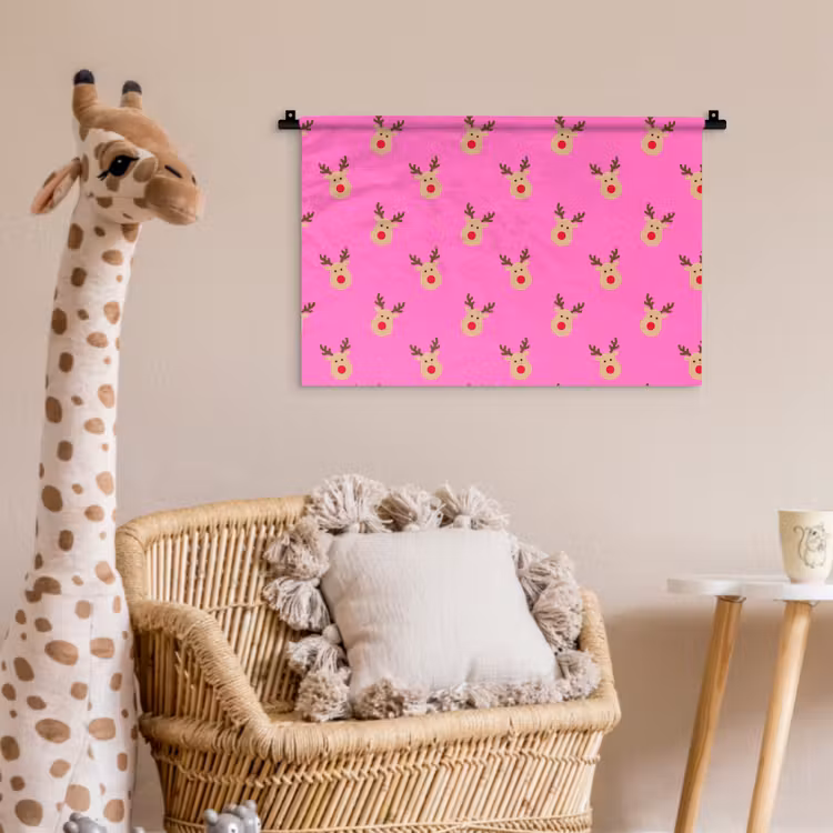 Wandkleed - Rendieren - Kerst - Neon - Roze — 5