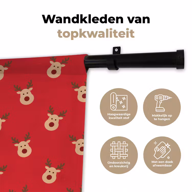 Wandkleed - Rendieren - Kerst - Rood — 3