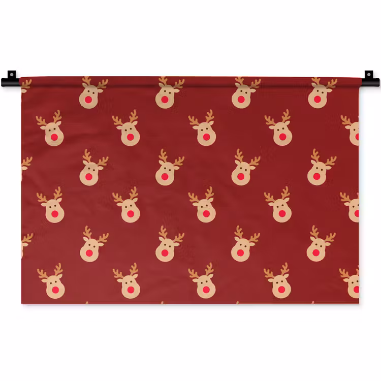 Wandkleed - Rendieren - Kerst - Rood - Bruin — 1