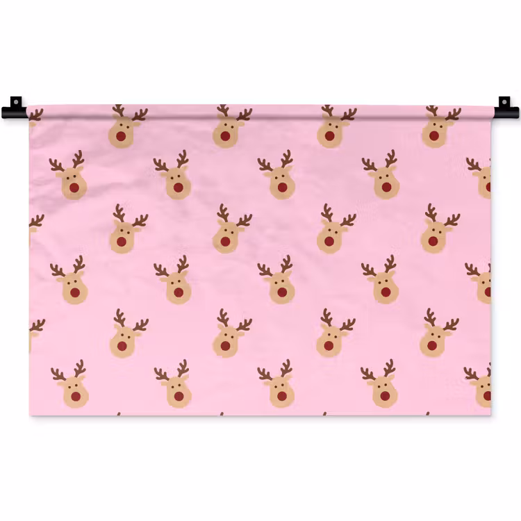 Wandkleed - Rendieren - Kerst - Roze — 1
