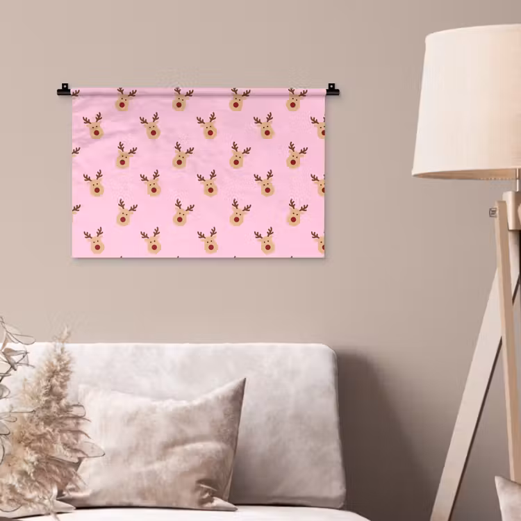 Wandkleed - Rendieren - Kerst - Roze — 2