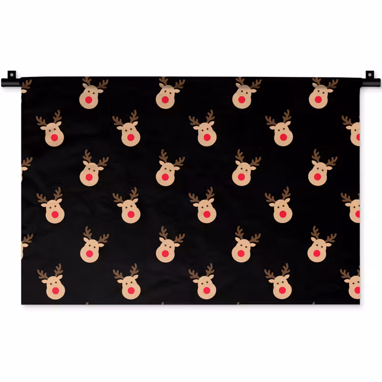 Wandkleed - Rendieren - Kerst - Zwart — 1
