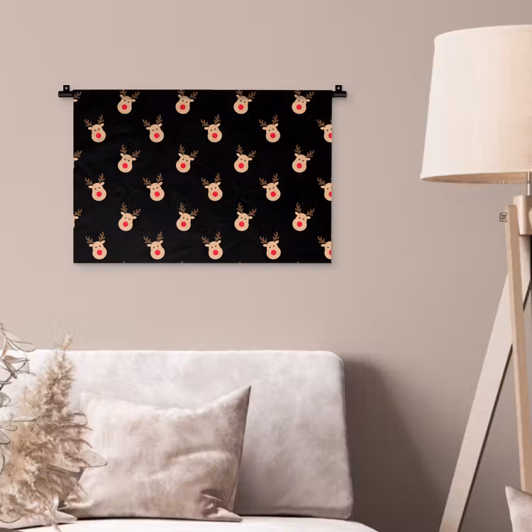 Wandkleed - Rendieren - Kerst - Zwart — 2