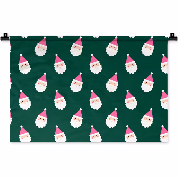 Wandkleed - Kerstman - Kerst - Groen - Roze — 1
