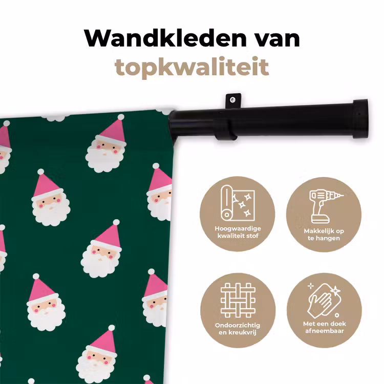 Wandkleed - Kerstman - Kerst - Groen - Roze — 3