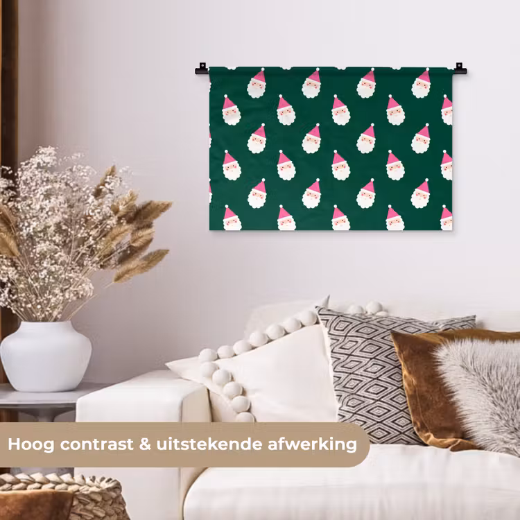 Wandkleed - Kerstman - Kerst - Groen - Roze — 4