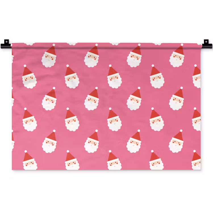 Wandkleed - Kerstman - Kerst - Rood - Roze — 1