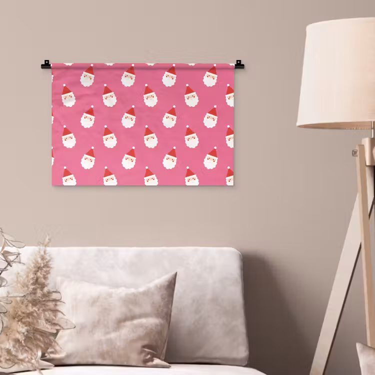 Wandkleed - Kerstman - Kerst - Rood - Roze — 2