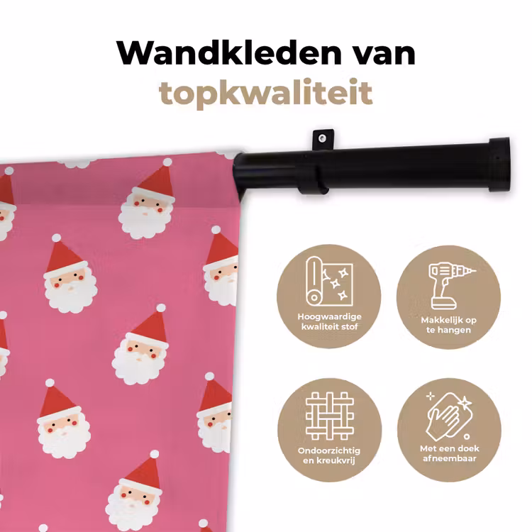 Wandkleed - Kerstman - Kerst - Rood - Roze — 3