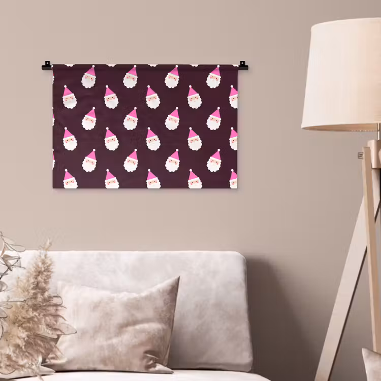 Wandkleed - Kerstman - Kerst - Roze - Burgundy — 2