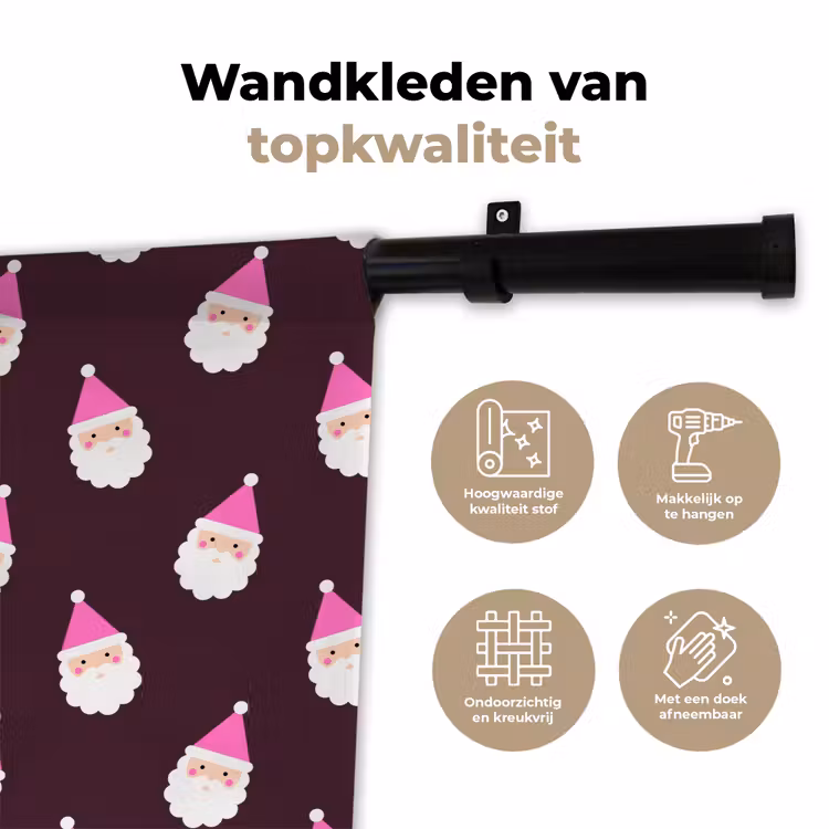 Wandkleed - Kerstman - Kerst - Roze - Burgundy — 3