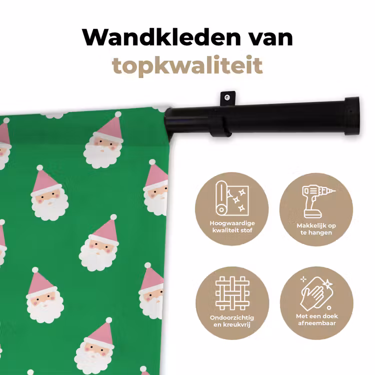 Wandkleed - Kerstman - Kerst - Roze - Groen — 3
