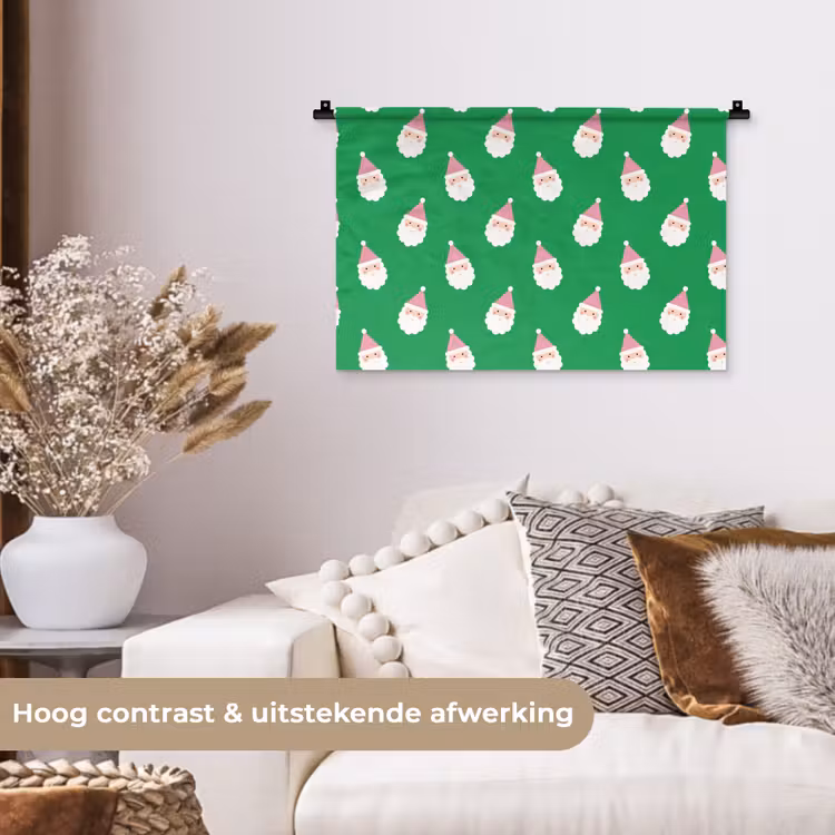 Wandkleed - Kerstman - Kerst - Roze - Groen — 4