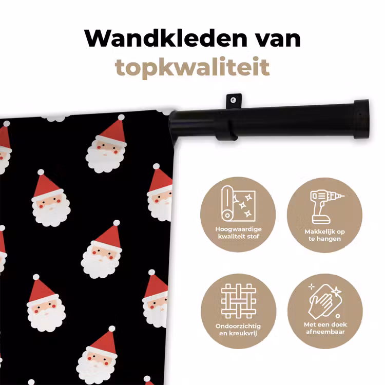 Wandkleed - Kerstman - Kerst - Zwart — 3