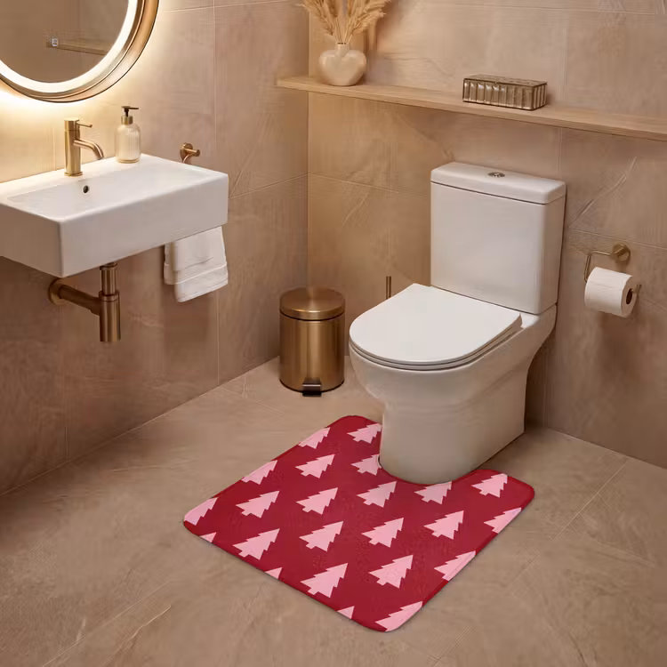 WC Mat - Kerstboom - Burguny - Roze — 3
