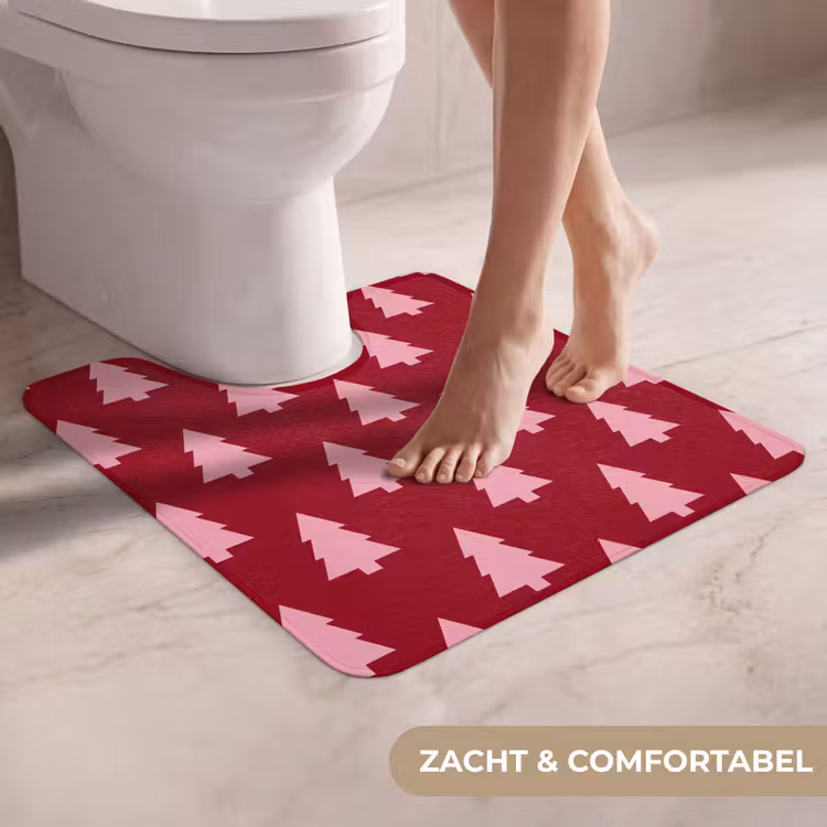 WC Mat - Kerstboom - Burguny - Roze — 5