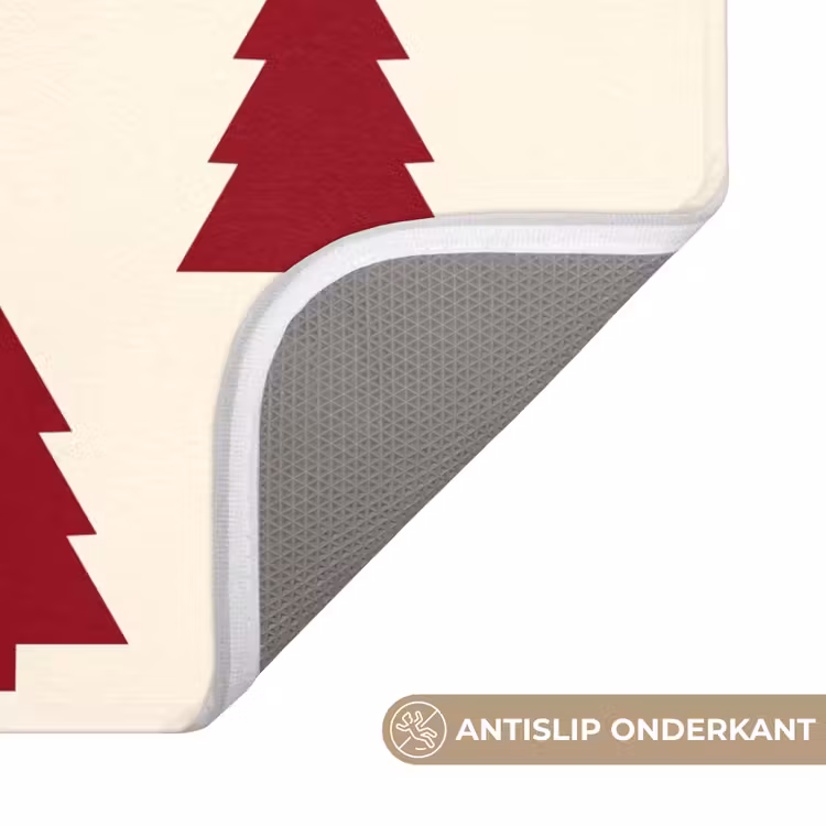 WC Mat - Kerstboom - Crème - Rood — 4
