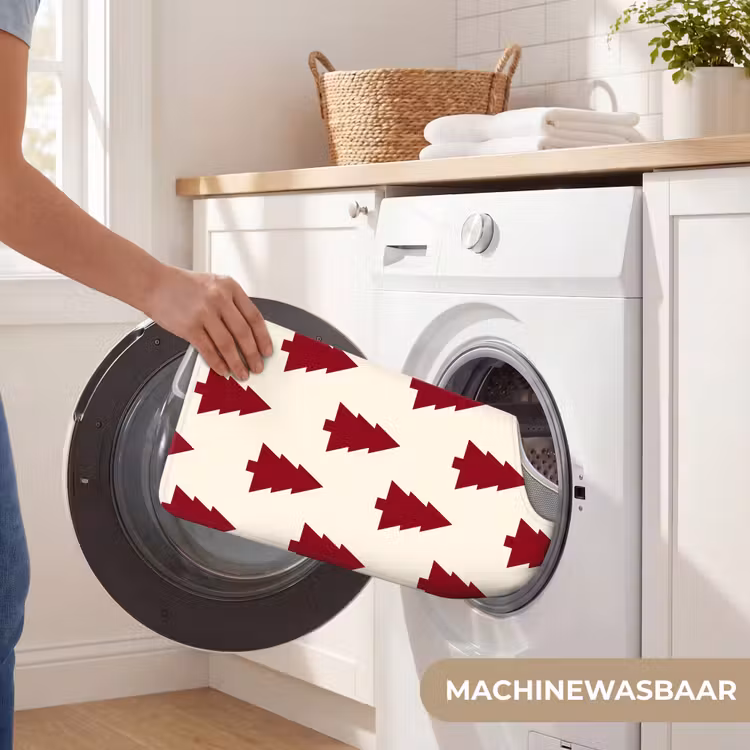 WC Mat - Kerstboom - Crème - Rood — 6