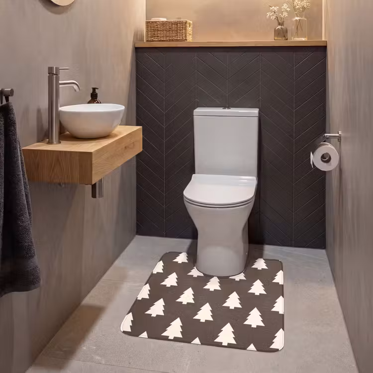 WC Mat - Kerstboom - Grijs - Crème — 2