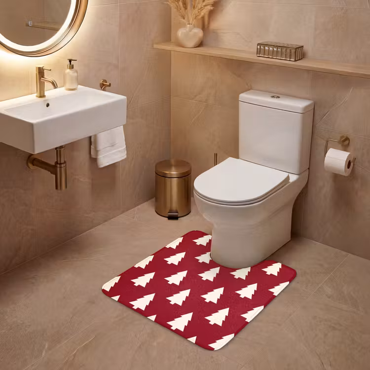 WC Mat - Kerstboom - Rood - Wit — 3