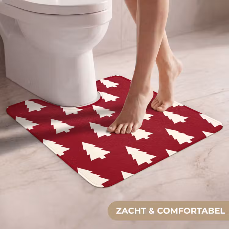 WC Mat - Kerstboom - Rood - Wit — 5