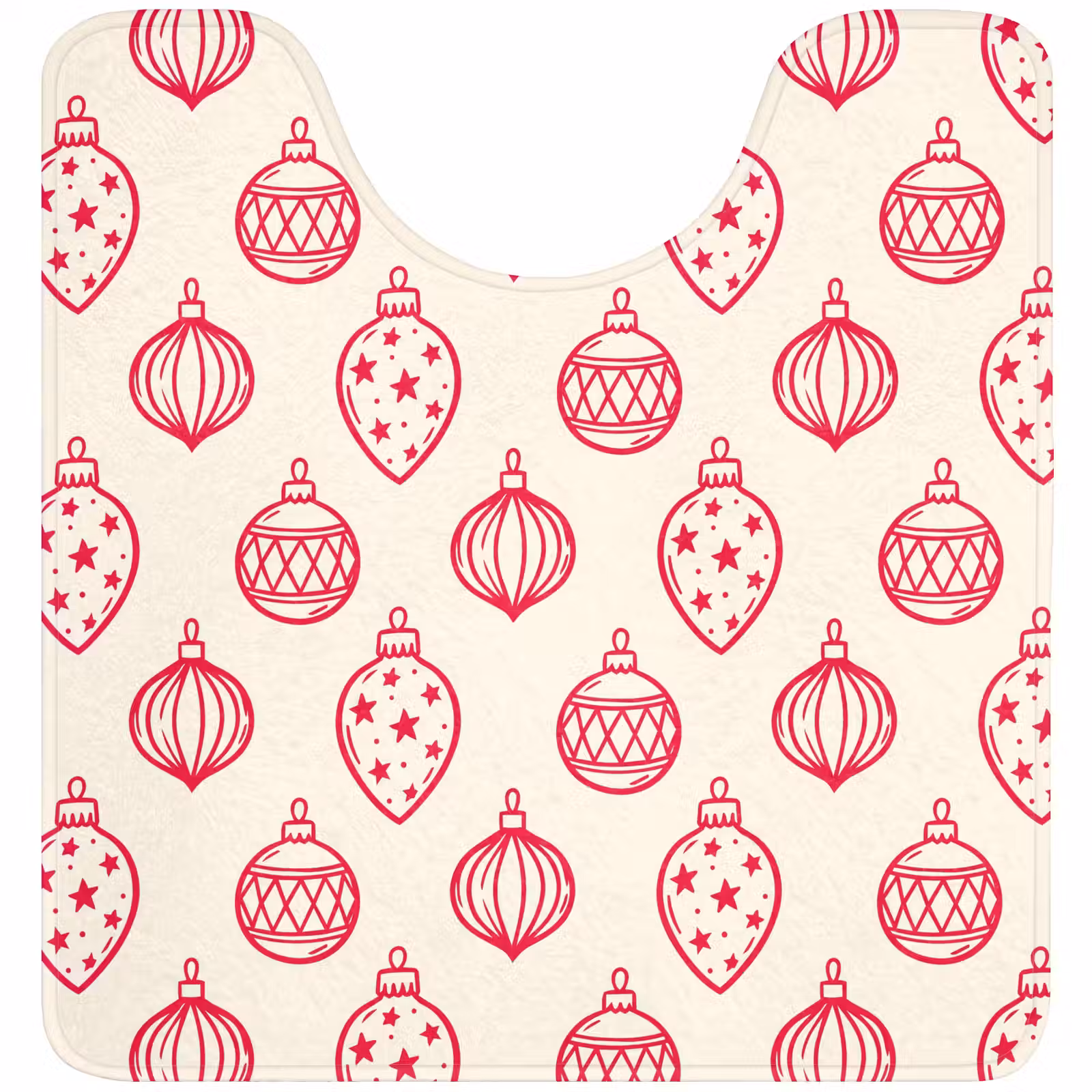 WC Mat - Kerstbal - Crème - Rood — 1