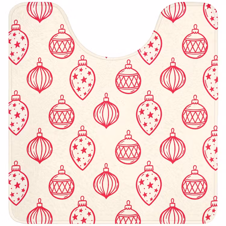 WC Mat - Kerstbal - Crème - Rood — 1