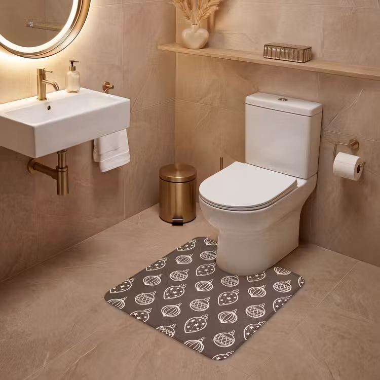 WC Mat - Kerstbal - Grijs - Crème — 3