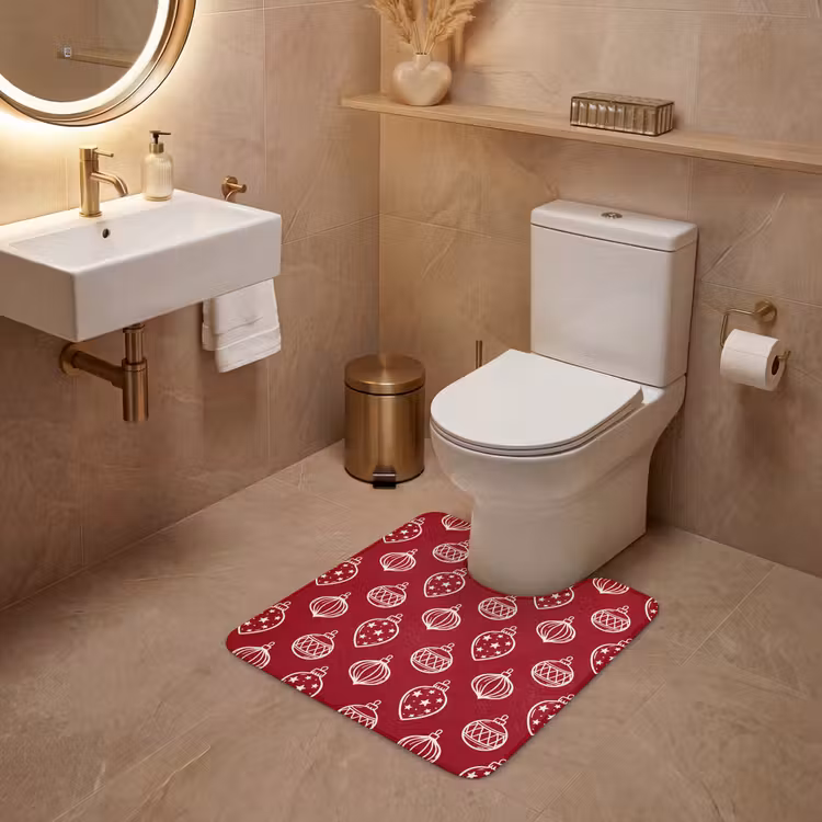 WC Mat - Kerstbal - Rood - Crème — 3