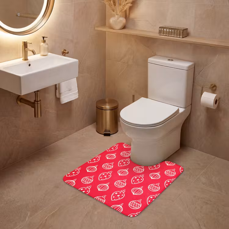 WC Mat - Kerstbal - Rood - Wit — 3