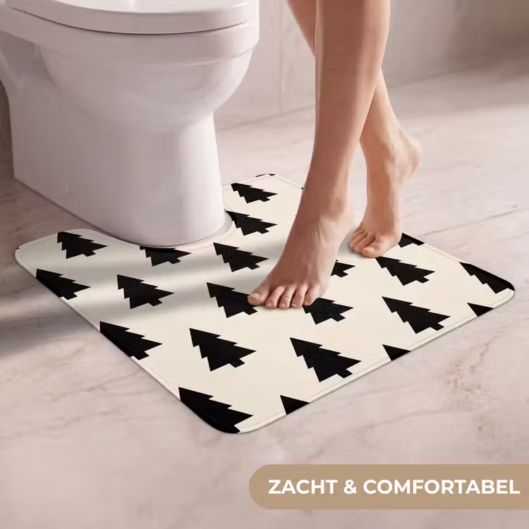 WC Mat - Kerstboom - Wit - Zwart — 5