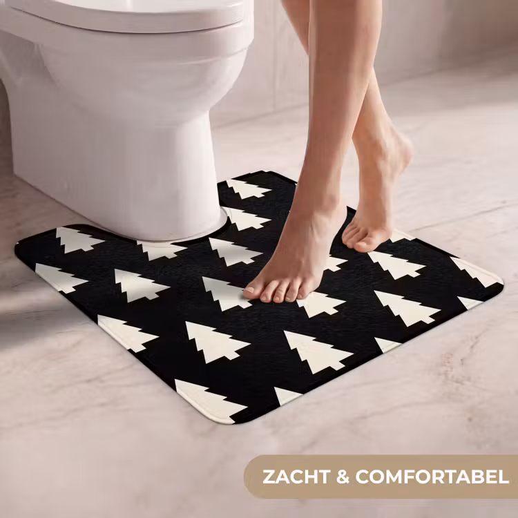 WC Mat - Kerstboom - Zwart - Wit — 5