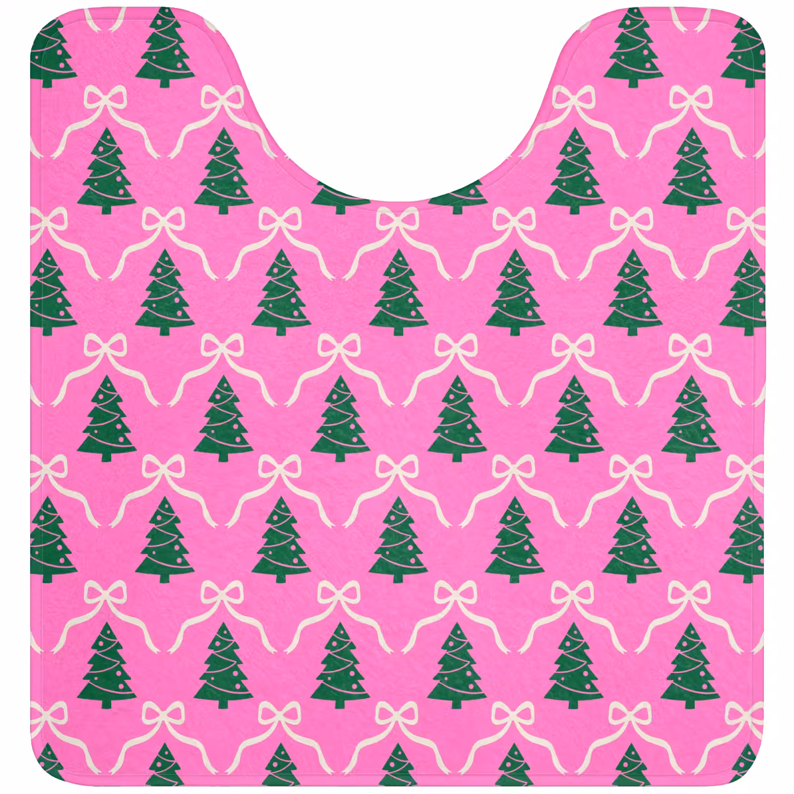 WC Mat - Kerst - Roze - Wit - Strik — 1