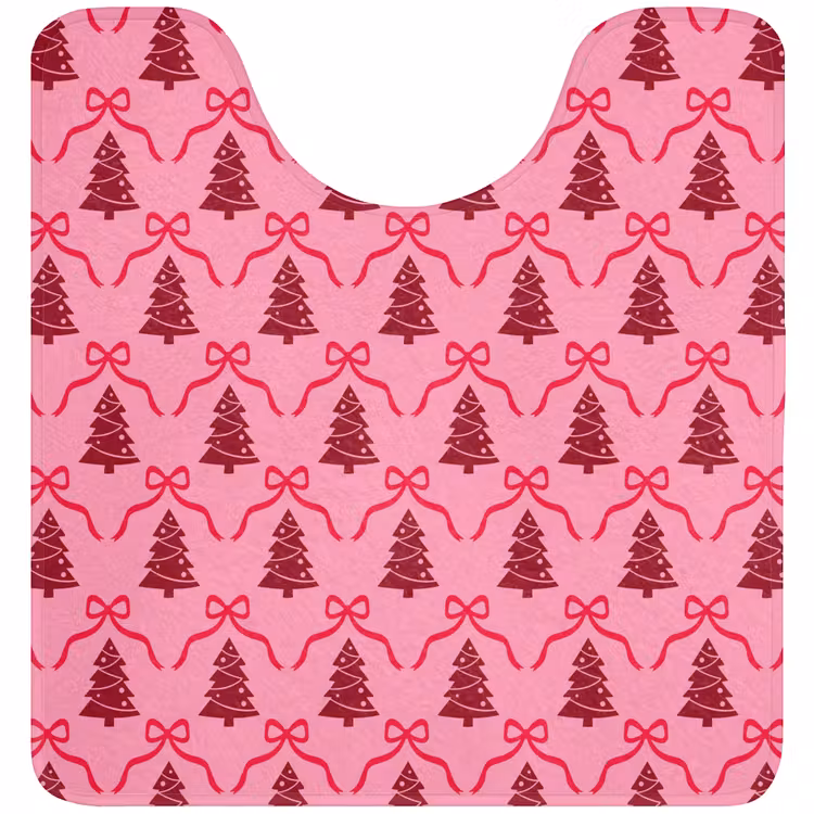WC Mat - Kerst - Rood - Roze - Strik — 1