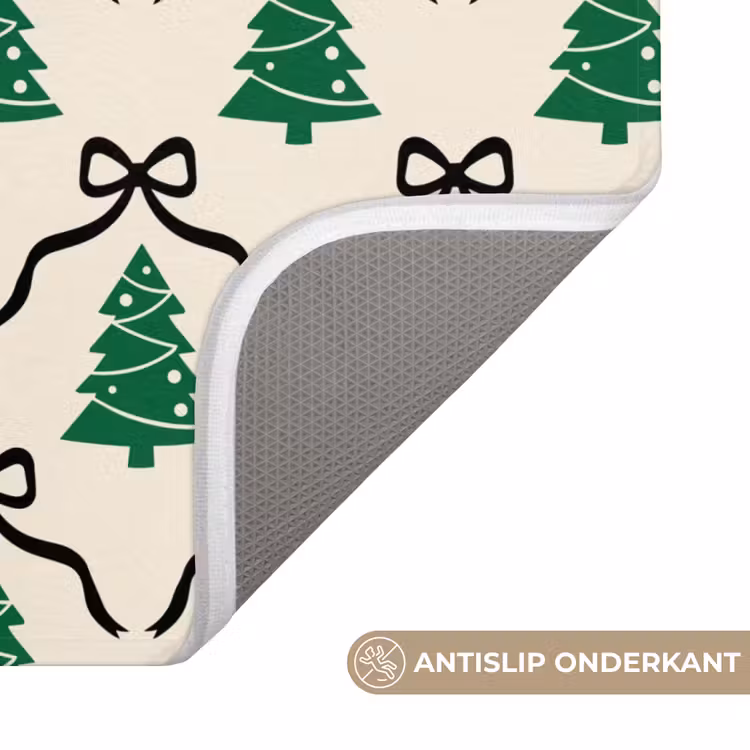 WC Mat - Kerst - Wit - Zwart - Strik — 4